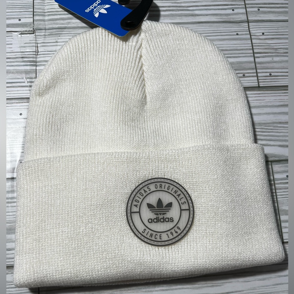 Adidas originals unisex tall‎ resort knit cuff beanie white/Cream one size